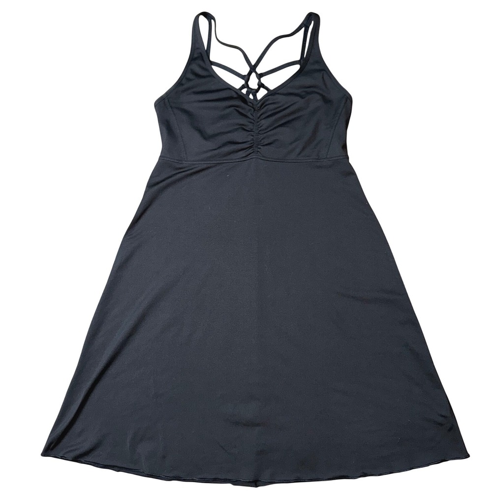 Prana Black Strappy Back Athletic Dress W31170117 Recycled Polyester Blend Sz XL